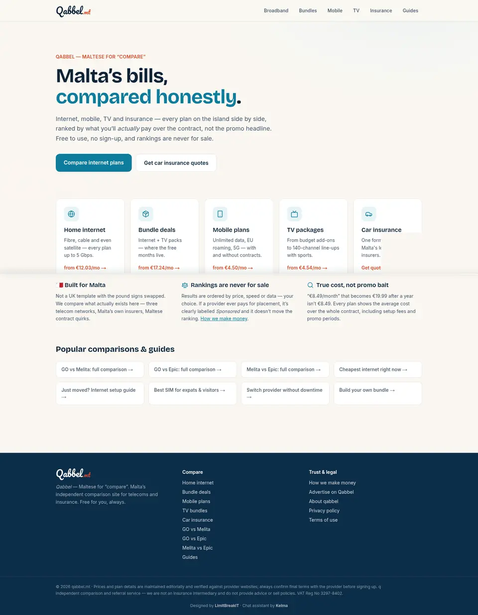 Qabbel website, full page