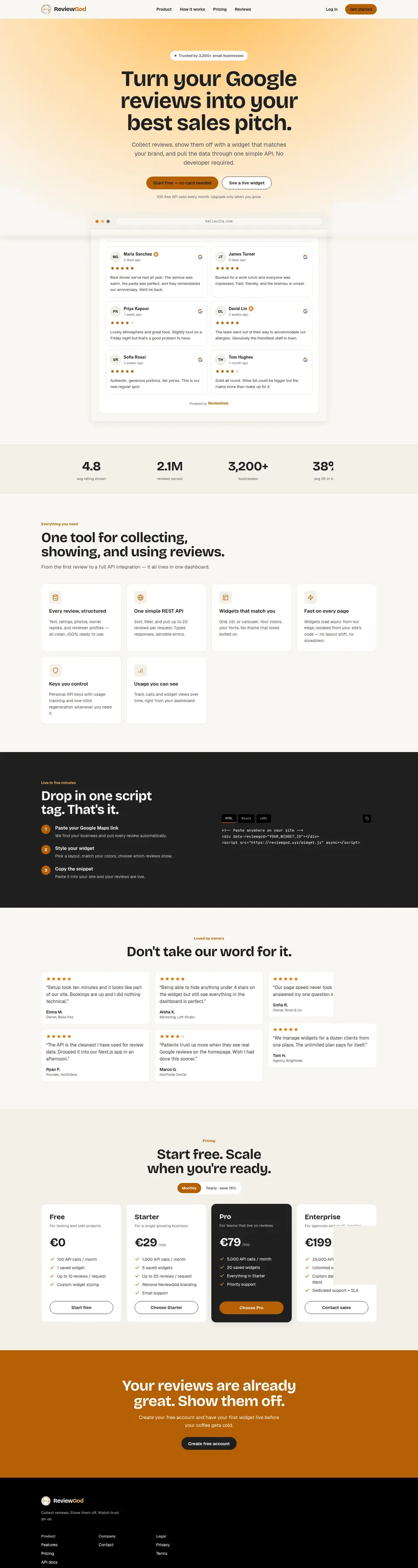 ReviewGod website, full page